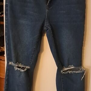 Women's Blue Distressed Jeans
